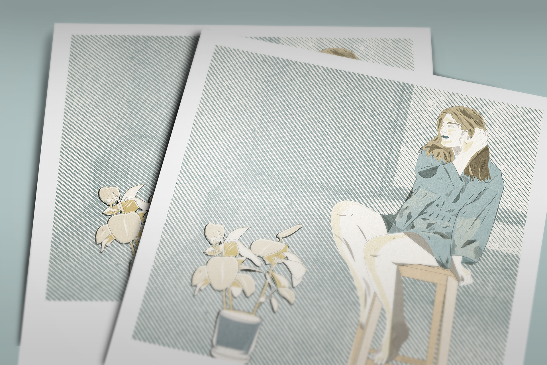 girl bench plant